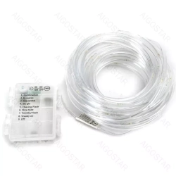 Wężyk led 10mb sznur 100 led Φ5mm na baterie białe zimne 8 funkcji - zdjęcie 3